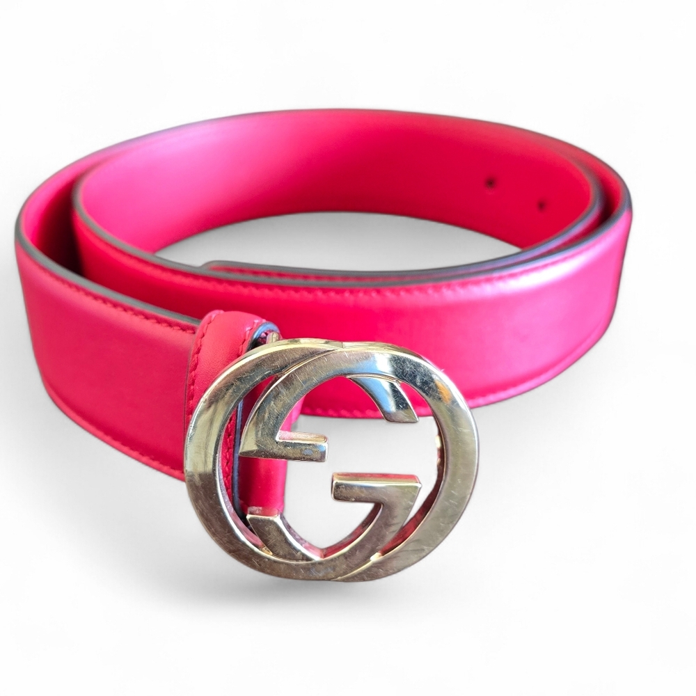GUCCI Interlocking GG Red Leather Belt – 1.5" Wide – Made in Italy - Picture 2 of 12